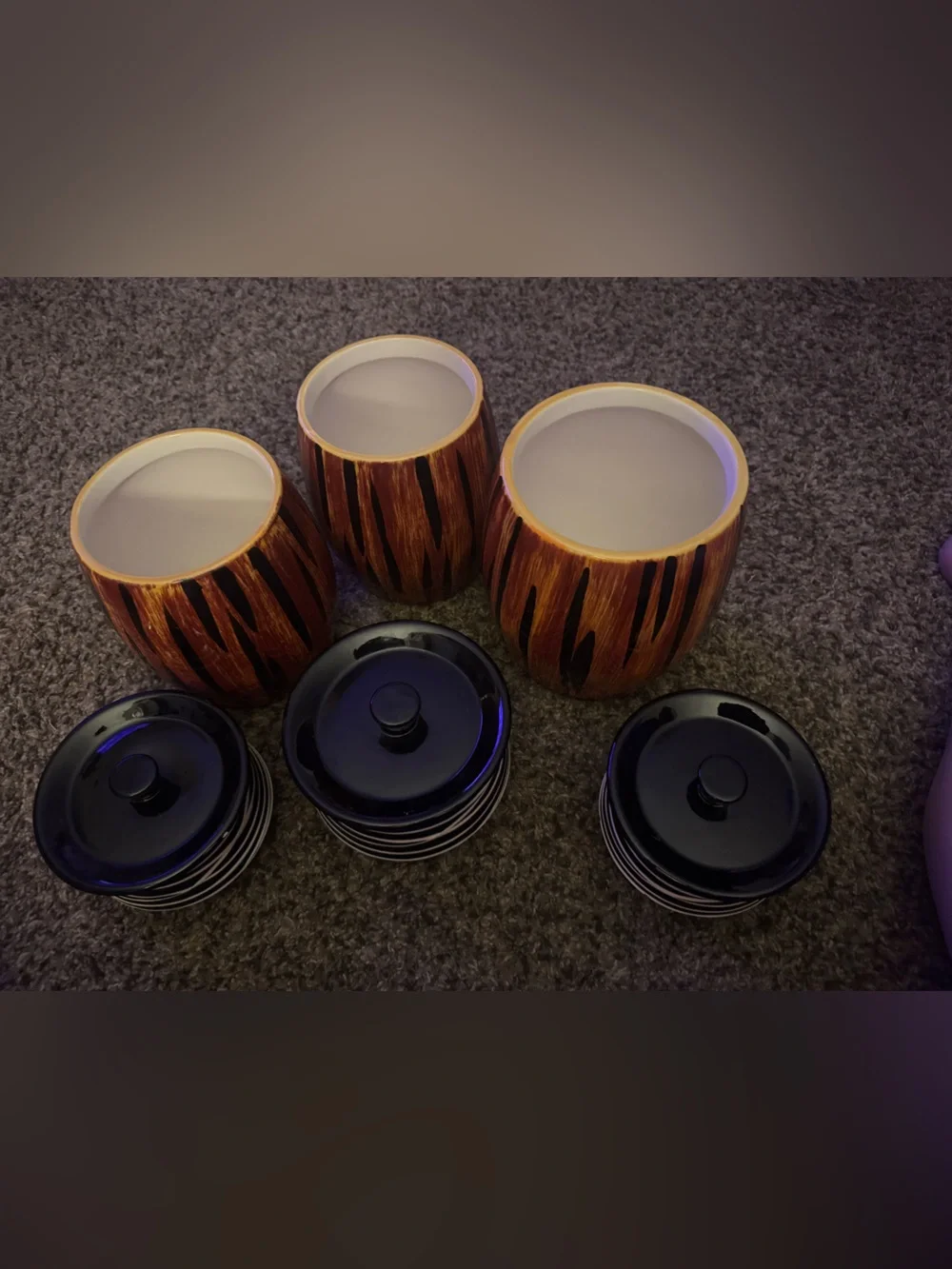 Ceramic Kitchen Storage Canister Set - Black & Burnt Orange